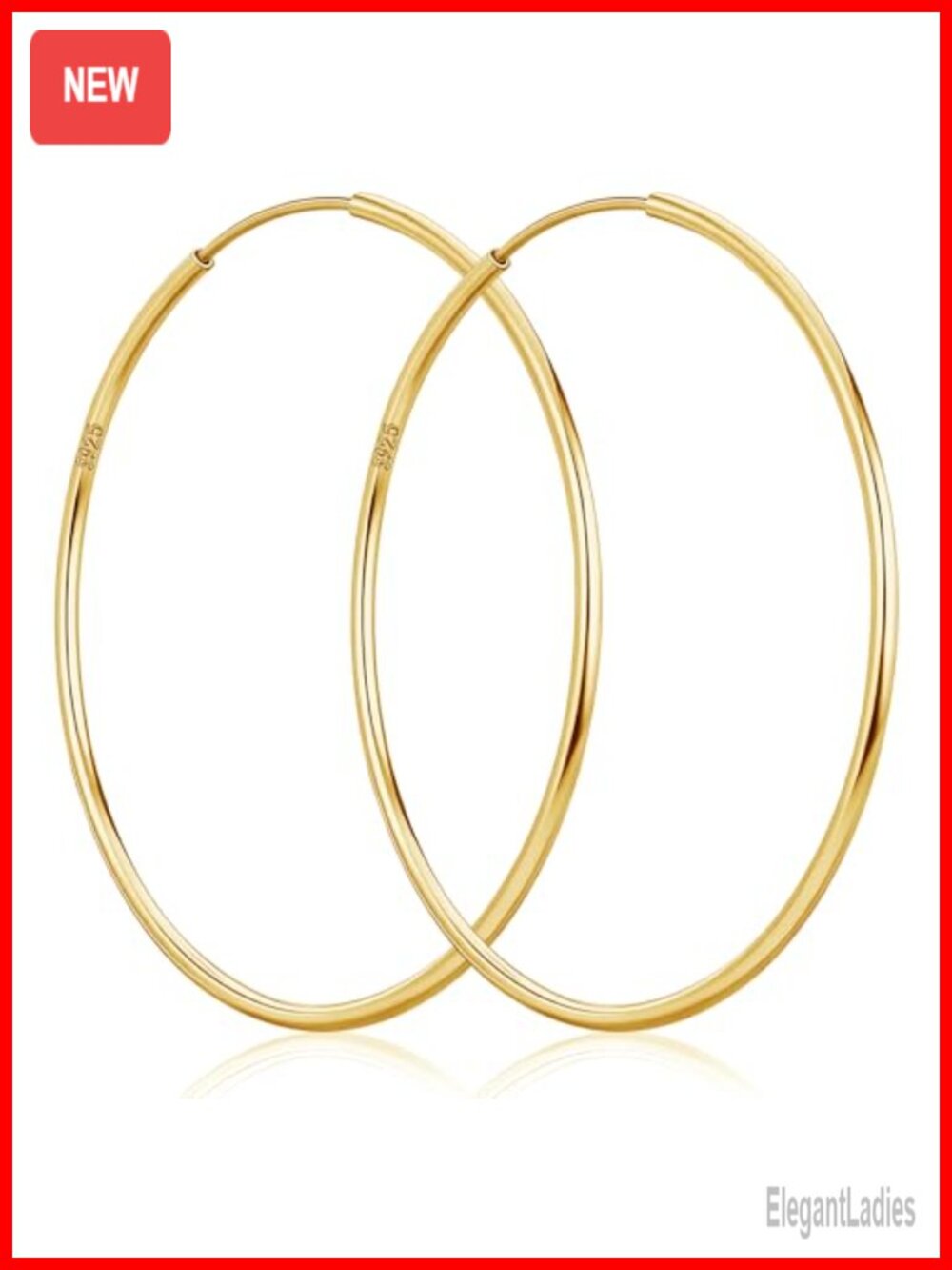 925 Sterling Silver Hoop Earrings Hypoallergenic 14K Gold Plated Endless